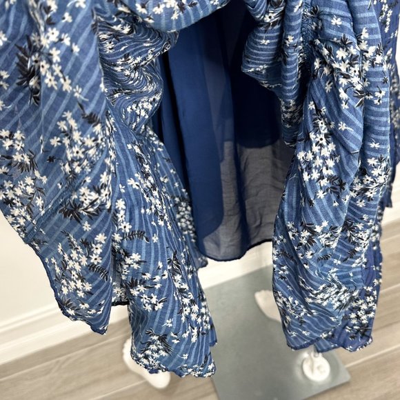 Ulla Johnson Floral Print Joan Gathered Jacquard Midi Dress in Cornflower Blue - Picture 15 of 17